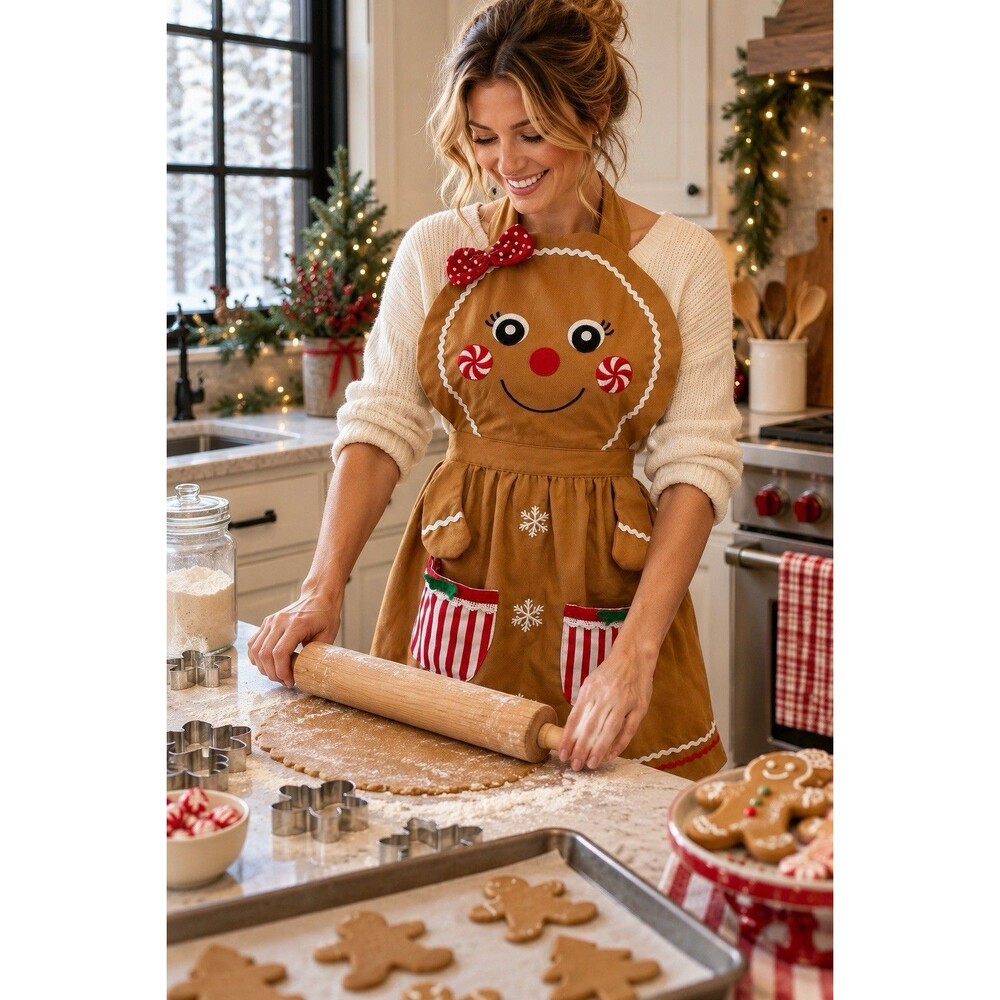 Christmas Gingerbread Cookie Bib Apron Pantry Holiday Baking Kitchen Hobby Lobby